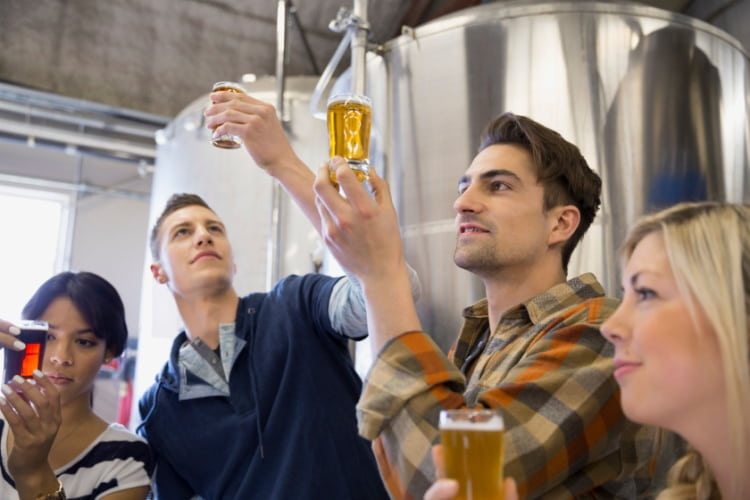 Happy people at beer tasting